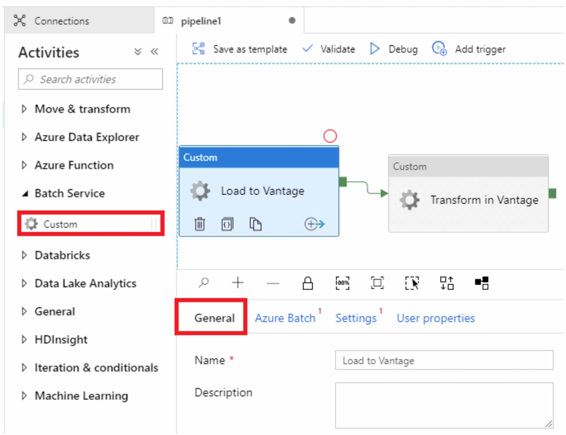 Rename custom instance in Azure Data Factory